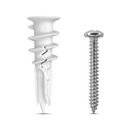 TITAN ANCHORS 50-Pack Premium Splitting Reinforced Nylon Self-Drilling Drywall Anchors with #8 Screws Kit | 50 Anchors + 50 Screws