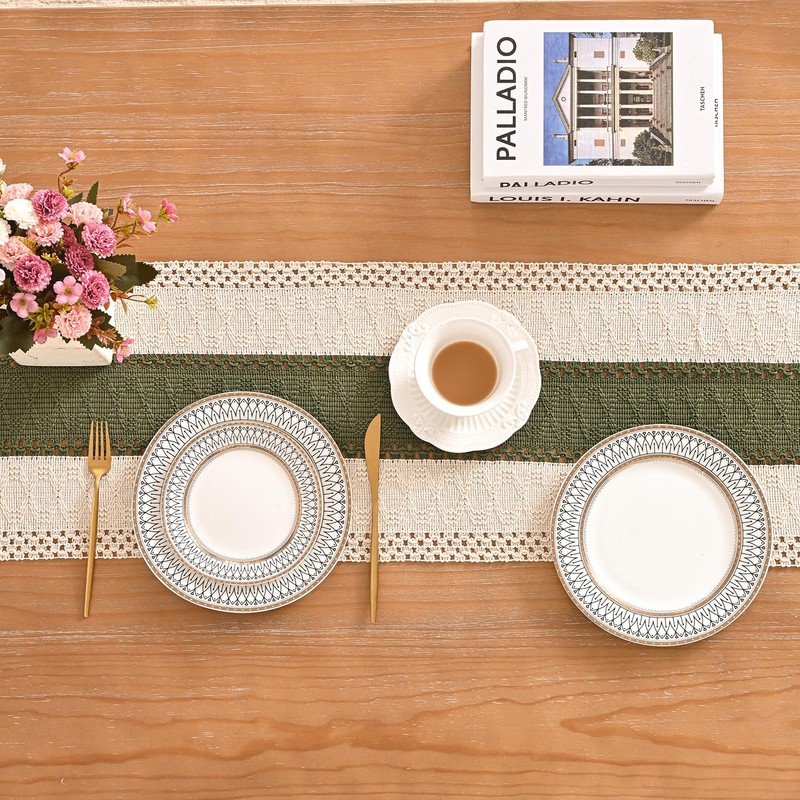 Aisybaklyn Table Runner Green Autumn Decoration Wedding Decoration Rustic Boho