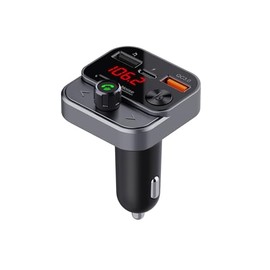 Technaxx Bluetooth 5.3 FM Transmitter for Car with USB-C & USB-A Charging, Deep Bass Boost, Hands-Free Function, USB Playback (64GB) Support, Voltage Display, Bluetooth Car Adapter FMT1700BT