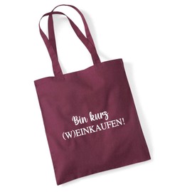 Huuraa Jute Bag Bin Short (W) Shopping Lettering Bag Cotton 10 Litre Size for All Wine Lovers Gift Idea for Friends and Family, burgundy