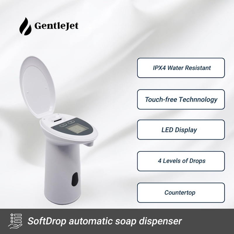 GentleJet SoftDrop Automatic Soap Dispenser Touchless - Adjustable Volume Liquid