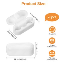 Nynkyon 20pcs Roller Blind Chain Connectors, Roman Blind Clips for Roller Blind Chain Replacement and Extension, Roller Blind Clamps, Ball Chain Connectors Fits 4.5mm Roller Blinds, Roman Blinds and