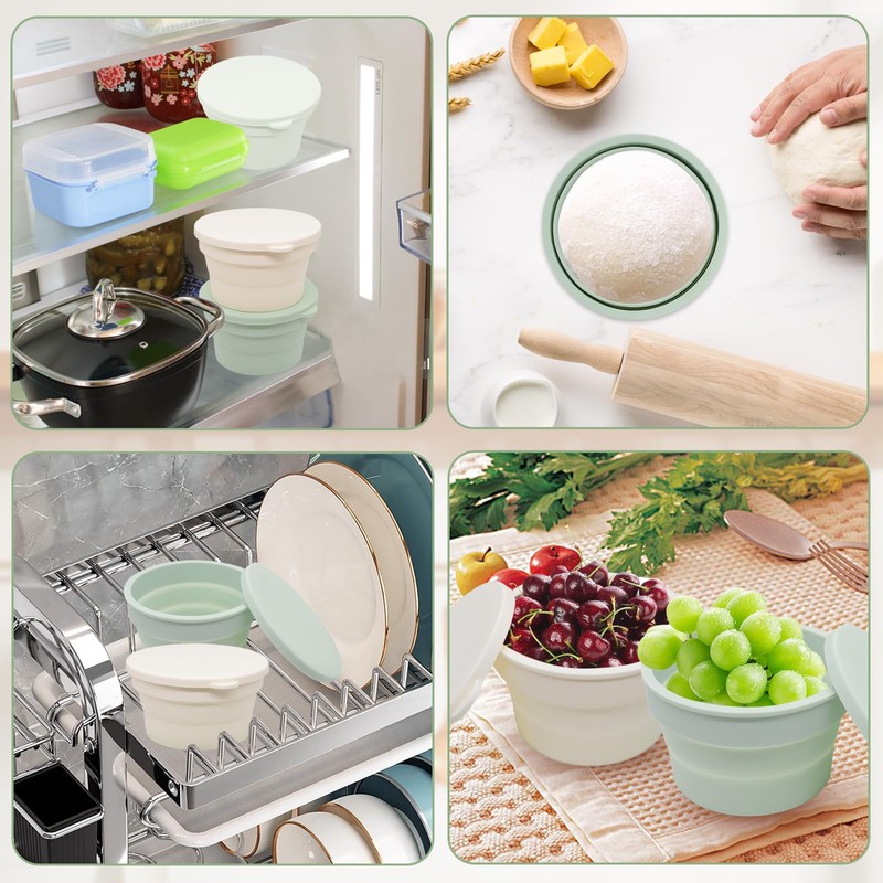Canumer 4PCS Pizza Dough Proofing Box - Mini Stackable Silicone