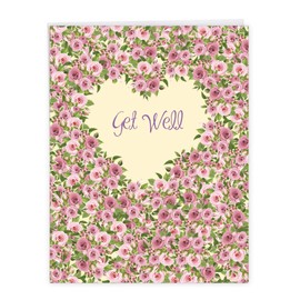 The Best Card Company - Big Floral Get Well Soon Card (8.5 x 11 Inch) - Flowers, Feel Better Greeting - Heartfelt Wishes J6578HGWG
