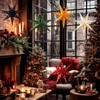 5PCS Flocked Paper Star Lantern with Lights Christmas Paper Stars