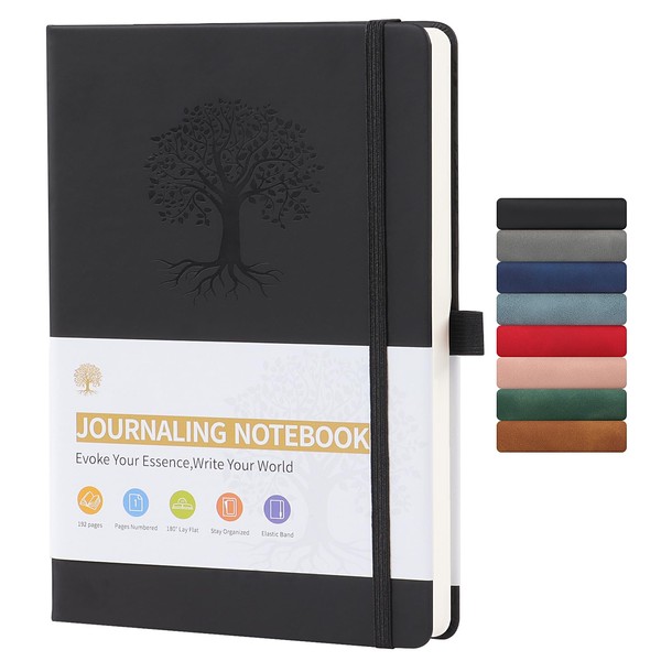 A5 Lined Journal Notebook, 192 pages Leather Hardcover Notebook for