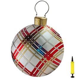 Hiraith - Bola de Navidad inflable al aire libre, 60 cm bolas de Navidad de PVC con bomba, adornos de jardín para fiesta de vacaciones de Navidad en familia