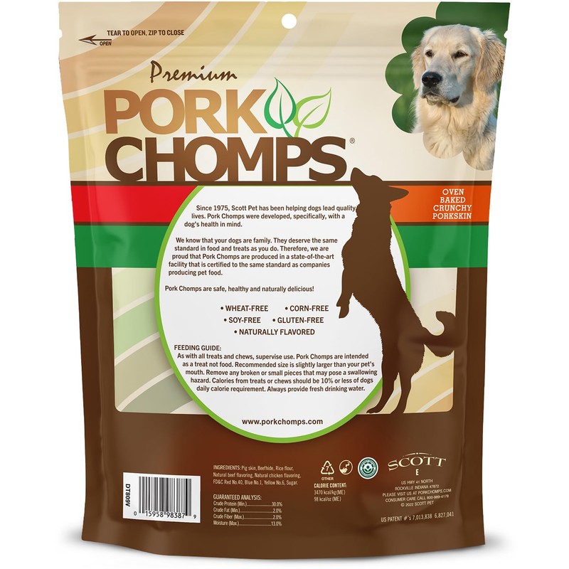 Pork Chomps Dog Chews, 5-inch Munchy Sticks, Assorted Flavors, 50