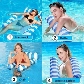 CHANCCI Pack of 2 Air Mattress Pool XL, Air Mattress Water Hammock, Inflatable Pool Toy Water Hammock, 4-in-1 Water Toy, Water Hammock for Pool, Lake, Beach, Pool