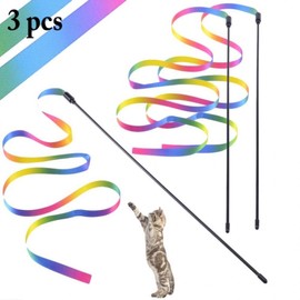 Fun Ribbon Cat Wand Teaser Toy for Play & Training GD07665 100ea