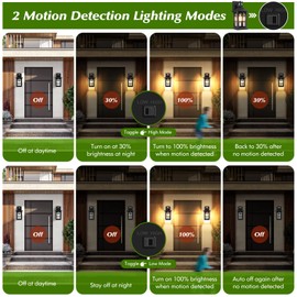 Motion Sensor Outdoor Light Fixture, Dusk to Dawn Porch Light Outdoor Wall Sconce Lantern, Aluminum Exterior Lighting Fixture Wall Mount, 3 Lighting Modes Outside Lights for House Front Door Garage