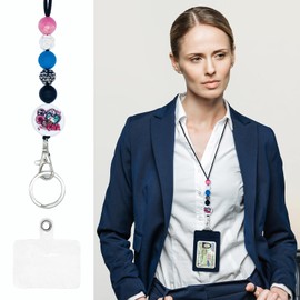 Lanyards for Id Badges and Keys, Retractable Badge Holder with Detachable Lanyard and Fashionable Carabiner Clip, Leather Holder of 3 Card Slots, Nurse Teacher Office Gifts (Nurse CNA)
