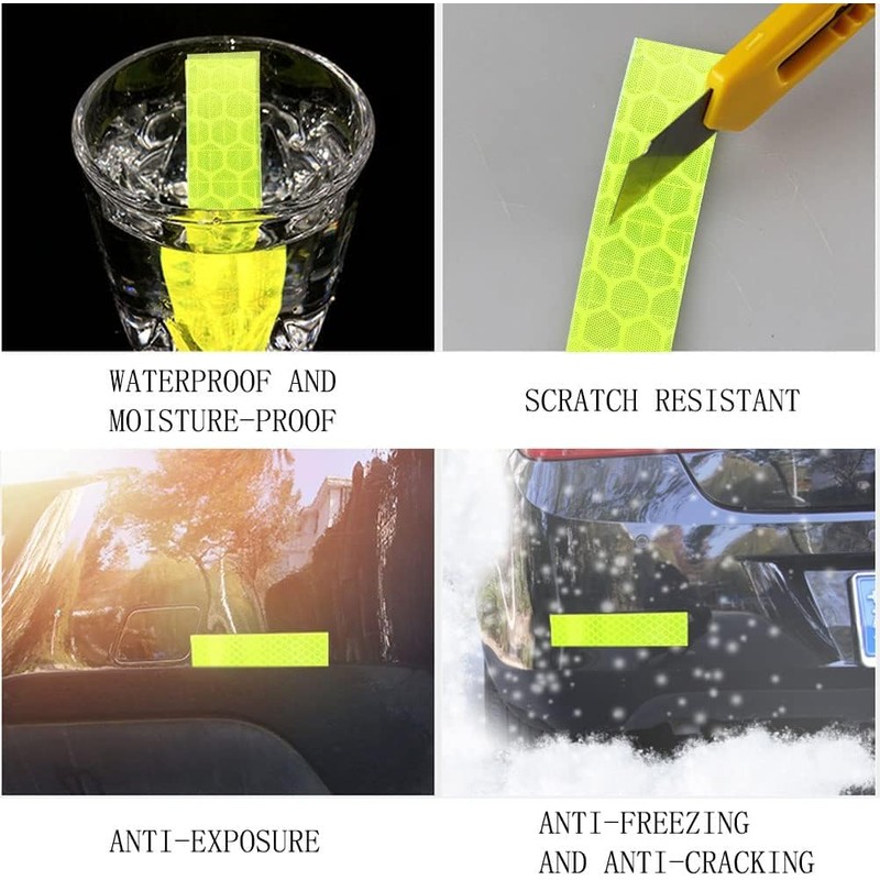 WENFUMUSIC 3 Rolls Reflective Tape Reflective Warning Tape Outdoor Waterproof