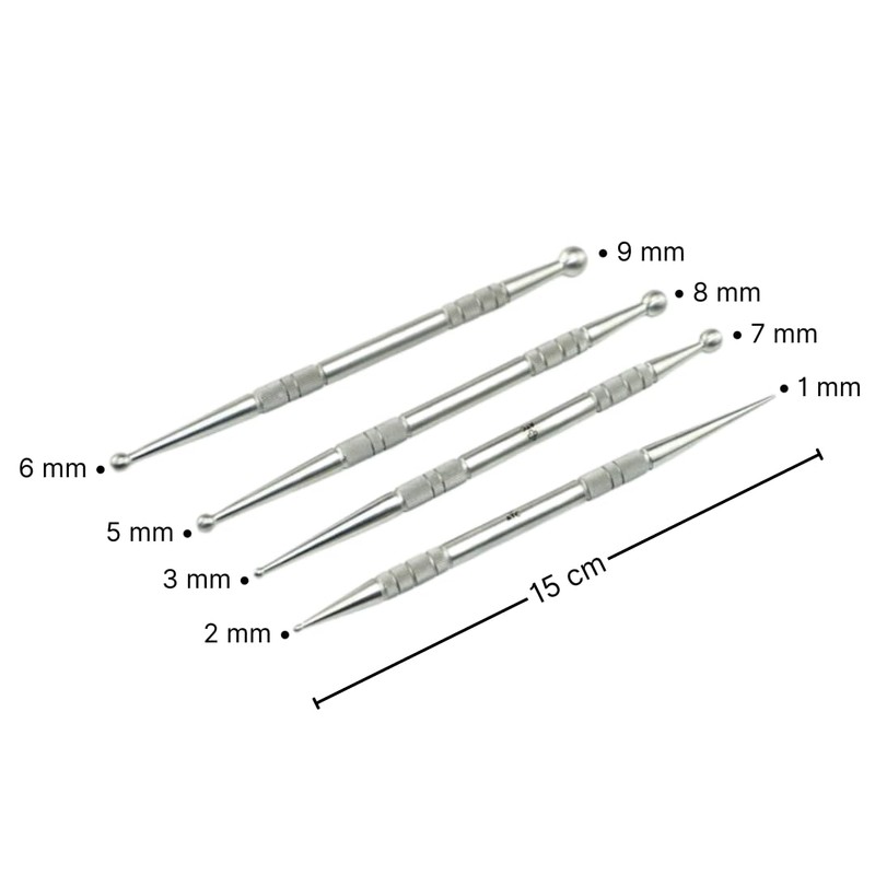 Stainless Steel Massage Sticks 5 and 8 mm, 15 cm