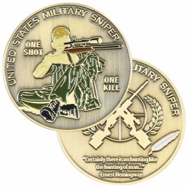 ARMY MARINE CORPS MILITARY SNIPER ONE SHOT ONE KILL 1.75"  CHALLENGE COIN