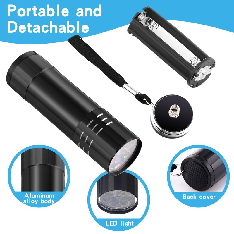 Riakrum 12 Pcs UV Blacklight Flashlights LED Handheld Mini Light