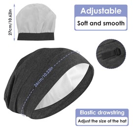 Molain Satin Bonnet Sleep Cap Hair Cover Bonnet Satin Lined Slouchy Beanie Night Sleeping Hat Adjustable Stay on Silk Lined Slouchy Beanie Hat Black (Grey)