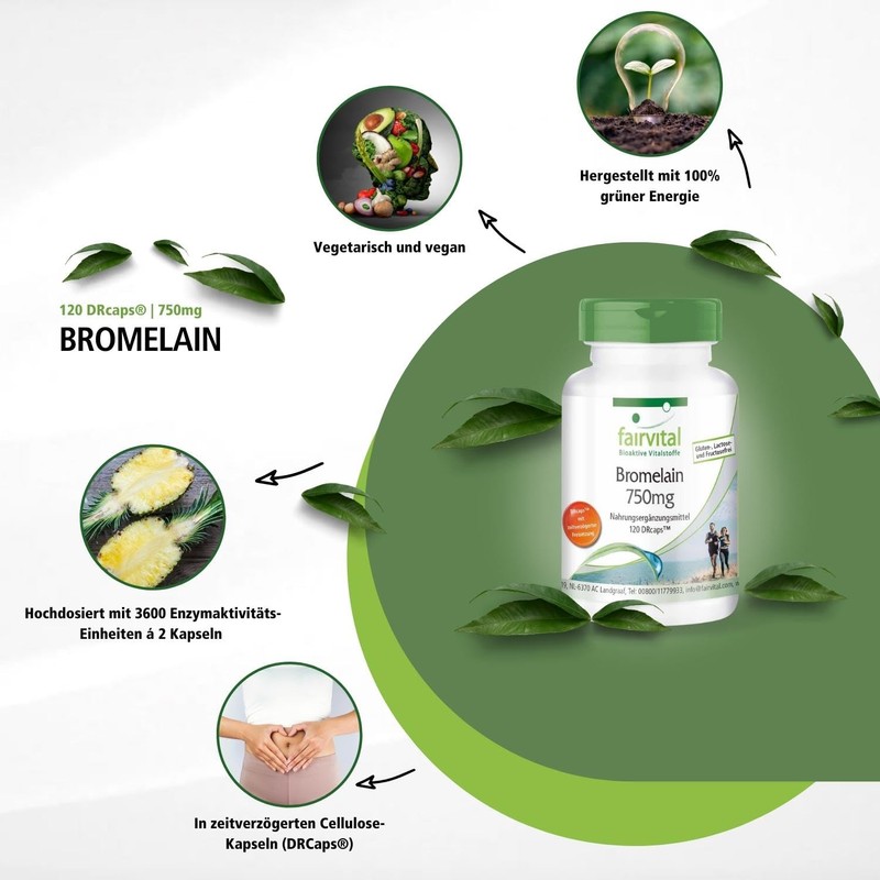 Fairvital Bromelain 750 mg – High Dose – Vegan –