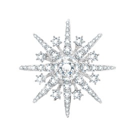 KristLand Star Brooch Breastpin Corsage with Crystal White Gold Plated Outfits Brooch Accessories Jewelry Gift for Women Ladies Girls