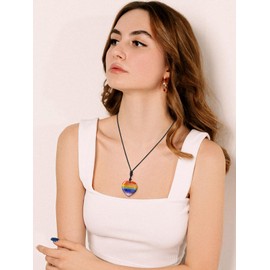 JSDDE Chakra Necklace Heart Gemstone Pendant Necklace Healing Stone Chain Worry Stone Pendant Amulet Chain Lucky Charm Jewellery for Men and Women, Gemstone, No Gemstone