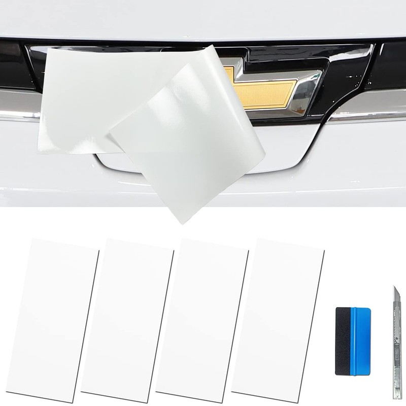 LZLRUN Gloss White Bowtie Logo Wrap Kit Cut-Your-Own Emblem Overlay