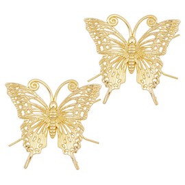 FINGERINSPIRE 2 Pcs Gold Butterfly Sculpture 2.8x2.6x1.4 inch Solid Metal Butterfly Figurine 3D Butterfly Model Ornament Golden Animal Figurines for Home Office Garden Desktop Decor