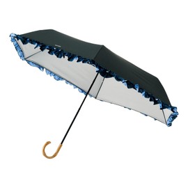 ムーンバット 【エスタ】 日傘 折りたたみ傘 レディース 晴雨兼用 遮光 遮熱 UV ミニ フリル 31-230-30268-05 ブラック