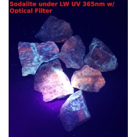 HQRP Powerful 3W UV LED Flashlight 365nm w/Optical UV Filter for Fluorescence/Glowing Mineral Crystal Lightweight Blacklight Pocket Torch, USB Rechargeable (USB Cable Included) + Sodalite Rough (1PC)