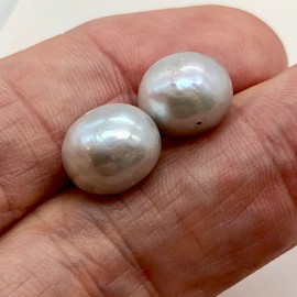 PremiumBead 2 Moonshine Near-Round 11-12mm Fresh Water Pearls for Jewelry Making | 2 Pearls|