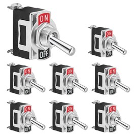 GERUI Pack of 8 Rocker Switches SPST 2 Pin On/Off Switch DC 12 V 24 V AC 15 A 250 V 20 A 125 V Heavy-Duty Metal Switch for Cars Boat Marine Suitable for Industrial, Automotive for ETEN1021