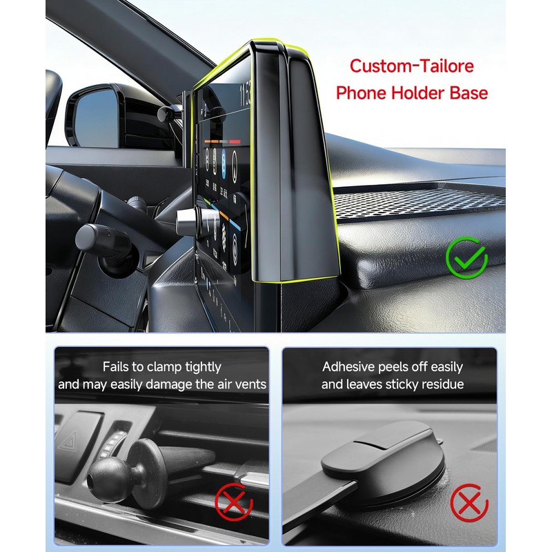 Qi2.2 25W Fast Wireless Charger Car Phone Mount for Toyota