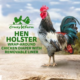 Hen Holster Wrap-Around Bird Diaper & Harness for Hens, Roosters, Ducks - with Removable Vinyl Liner, Adjustable Fit for Outdoor Adventures & Indoor Use - Easy to wear - XL, Red Bandana