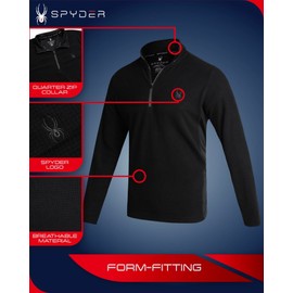Spyder Mens Quarter Zip Pullover Sweatshirt - Athletic Fleece Sweater Quarter Zip Pullover Men - Mock Neck Sweatshirt for Men, Size X-Large, Black