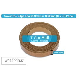 WoodPress® 15mm Beech Wood Style Laminate Melamine Edging, Pre-Glued Veneer Tape – 7.5m Roll - Iron-On for Easy DIY Application – Will Cover the Edge of a Standard MDF Panel