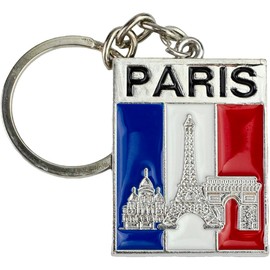 The Artisan WHISPER - Llavero de la Torre Eiffel de París, llavero con bandera francesa, llavero con orgullo de Francia, regalo para los amantes de París, viajeros de Francia, dije de bolsa de arco de
