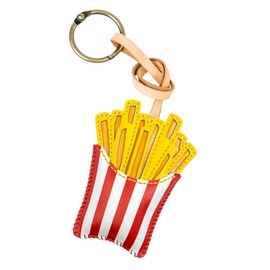 TiCKandPiCK Cute Food Vegan Leather Keychain - Hand-Sewn Bag Charm for Car Keys, Backpack Decoration, Gift for Women Men Kids, French Fried, Small