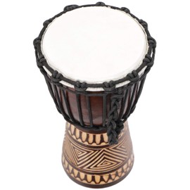 GURU SHOP Wooden Drum Percussion Rhythm Sound Instrument (Djembe) with Carvings in Various Sizes Size: 25 cm Musical Instruments