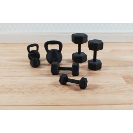 MiniatureCrush Miniature Weight Set Kettle Balls 1:12 Scale Prop Action Figures Dioramas Gym