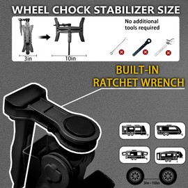 RVPNR RV Wheel Chock Stabilizers,Heavy Duty Camper Tire Chock Stabilizers,Travel Trailers Wheel Chock Scissor 2 Sets with Built-in Wrench and Password Locks no Key Required (Black)