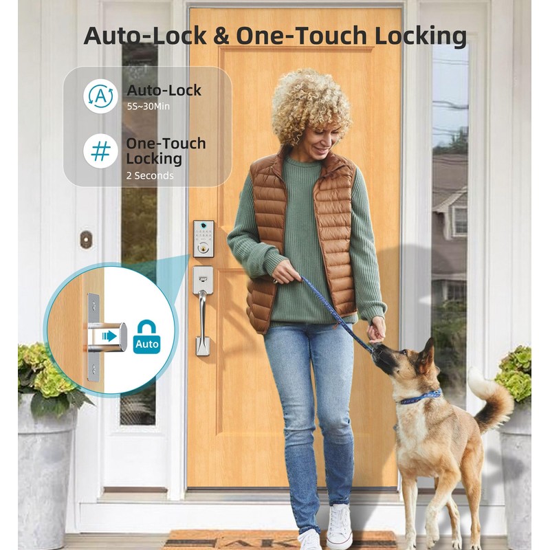 WiFi Deadbolt Smart Lock Fingerprint - HEANTLE Keyless Entry Front