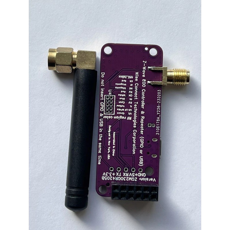 Wise Connect Z-Wave 800 GPIO board and USB interface or