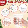 100 Pack 16 oz Christmas Clear Plastic Cups with Lights