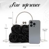 EVEOUT Elegant Satin Flower Evening Handbag with Chain for Women