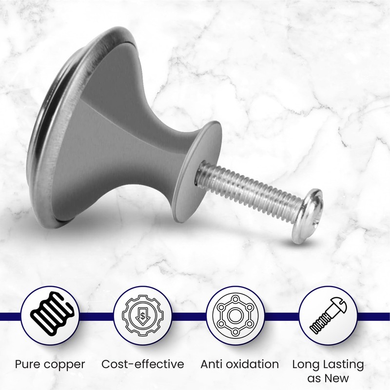 HEALUA 30 Pack Brushed Nickel Cabinet Pulls 1-1/4 inch Kitchen