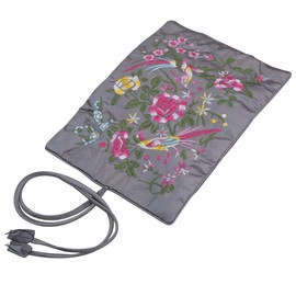 mookaitedcor Garden Design Embroidered Jewellery Roll with Beautiful Flowers, Bag Organiser for Earrings, Necklaces, Bracelets, Watch, Grey