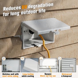 Recessed Outlet Box, DBHS1W-1 Low Profile Electrical Outlet Boxes, Wall Plate Kit for New Vinyl Siding, Enclosed Weatherproof Pack with Duplex & Decorator Style Covers, 1-Gang, Horizontal, White