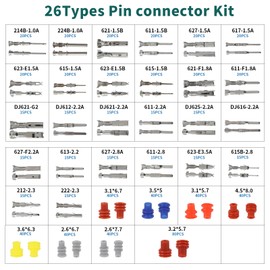 812Pcs Pin Connector Kit with Crimping Pliers - Terminal Pin 1/1.5/1.8/2/2.2/2.3/2.8/3.5mm Non-Insulated Plug Removal Male & Female Wire Pins - Automotive Car Electrical