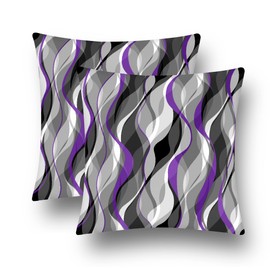Black and Purple Grey Throw Pillow Covers Set of 2 Modern Geometric Lines Cushion Covers for Living Room Sofa Accent Home Decor Abstract Art Decorative Pillowcases Outdoor Pillows Covers 16"x16" White