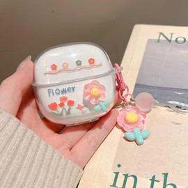 GULVQYF Redmi Buds 6 Lite Case with Hook, Cute Transparent Shockproof Headphone Protective Soft Headphone Case for Girls and Boys (B)