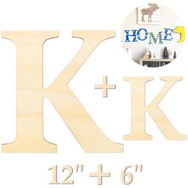 Large Wooden Letters 12 inch Wood Letters for Crafts Projects Small Wooden Letters 6 inch for Wall Decor Home Decor Birthday Party Wedding Decorations Unfinished Wood Crafts to Paint (Wooden Letter K)